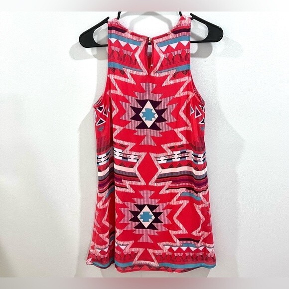 Tribal print red trapeze shift dress size XS - Picture 5 of 7